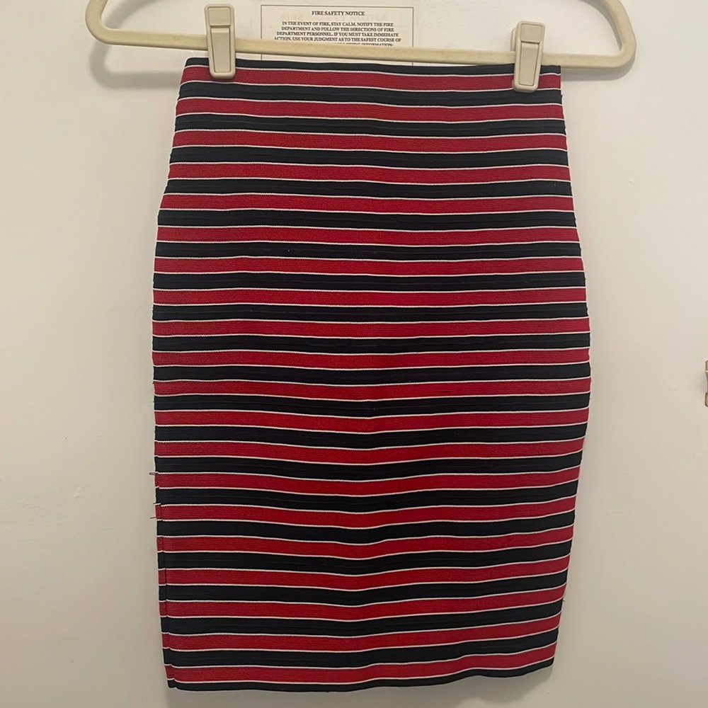Band Of Outsiders Bodycon Pencil Skirt | 2 | Red Blue